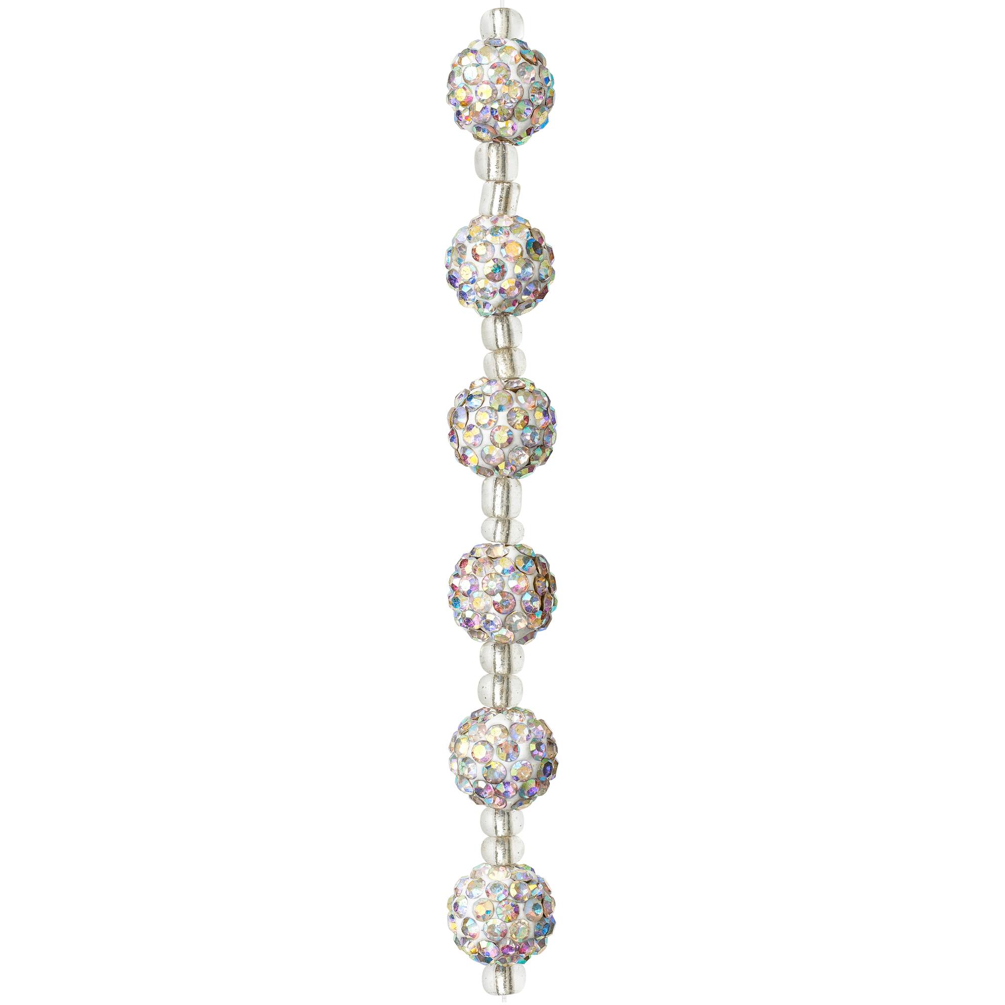 Crystal Aurora Borealis Studded Round Clay Beads, 10mm by Bead Landing™